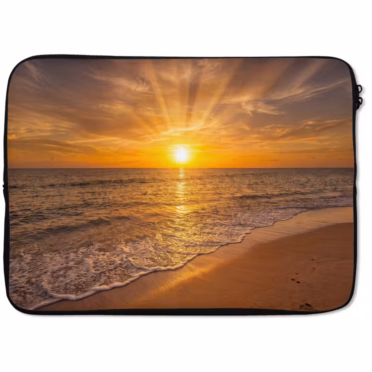 Laptophoes - Zee - Zonsondergang - Golven - Kust - Oranje — 1