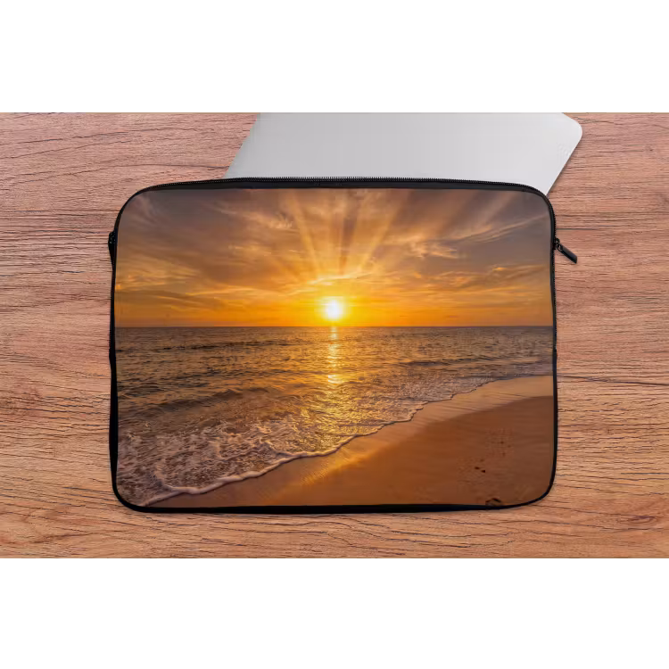 Laptophoes - Zee - Zonsondergang - Golven - Kust - Oranje — 2