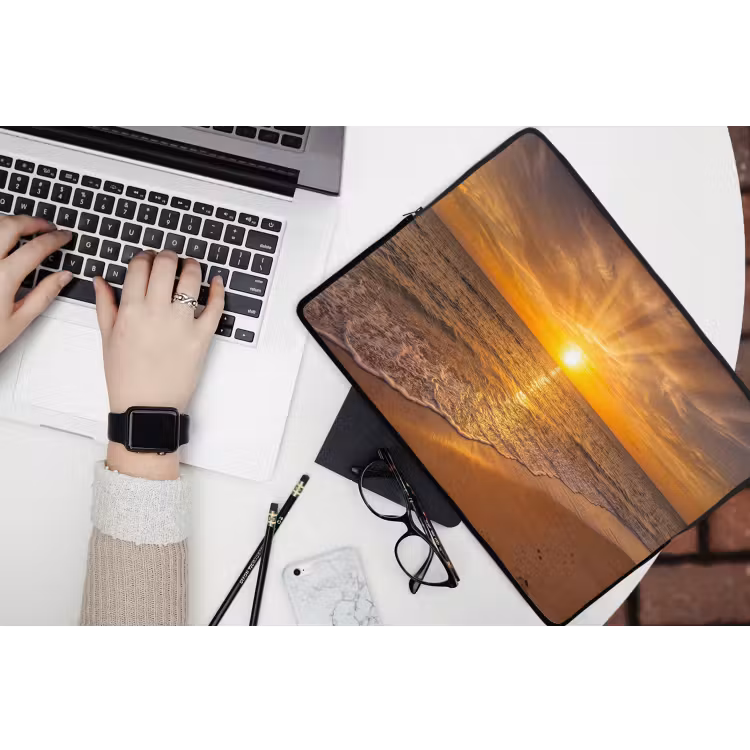Laptophoes - Zee - Zonsondergang - Golven - Kust - Oranje — 3
