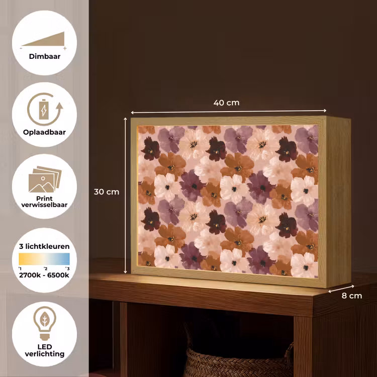 Lightbox - Wandlamp - Bloemen - Abstract - Aardetinten — 10
