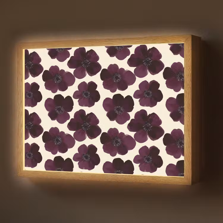 Lightbox - Wandlamp - Bloemen - Aquarel - Paars — 1