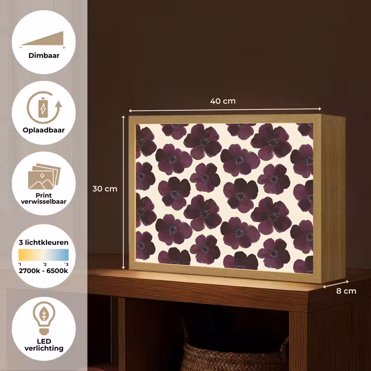Lightbox - Wandlamp - Bloemen - Aquarel - Paars — 10