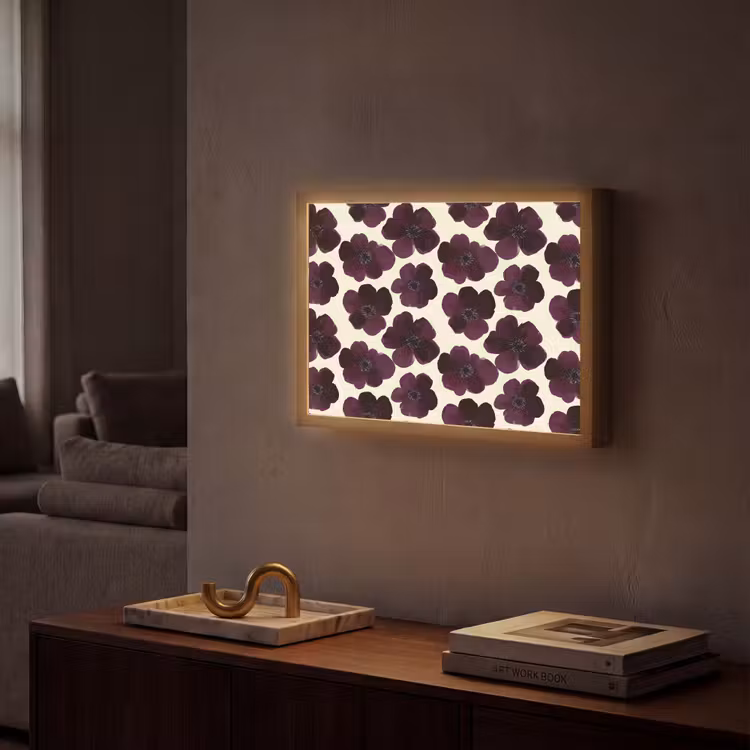 Lightbox - Wandlamp - Bloemen - Aquarel - Paars — 2