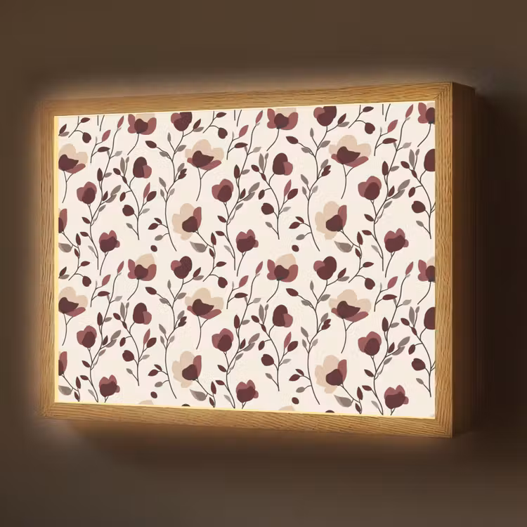 Lightbox - Wandlamp - Bloemen - Botanisch - Bordeaux — 1