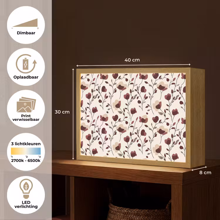 Lightbox - Wandlamp - Bloemen - Botanisch - Bordeaux — 10