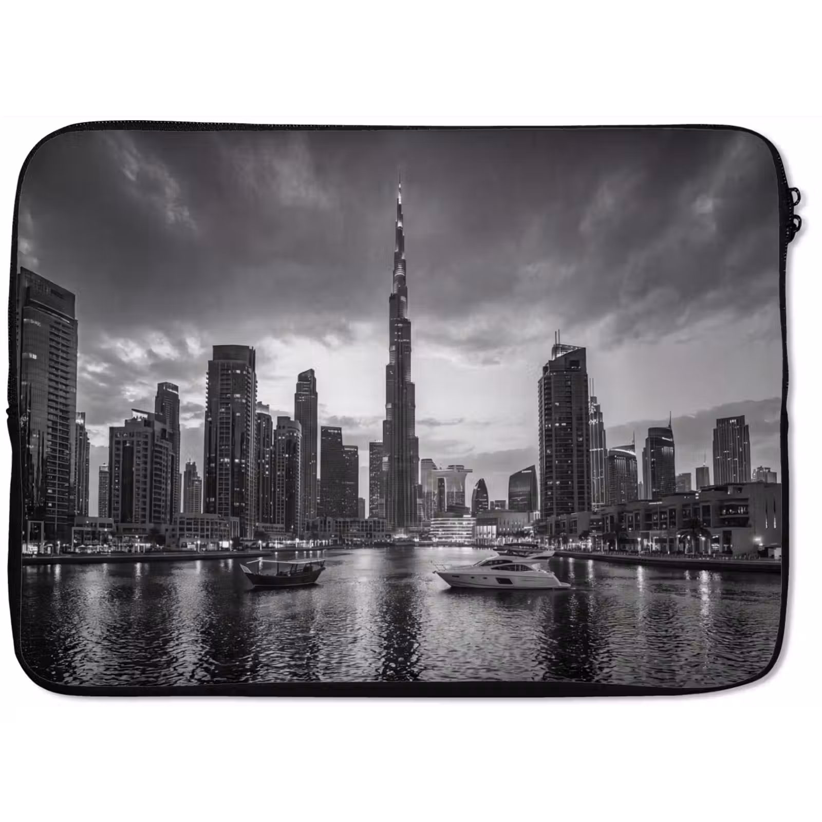 Laptophoes - Stad - Skyline - Architectuur - Avond - Zwart-wit — 1