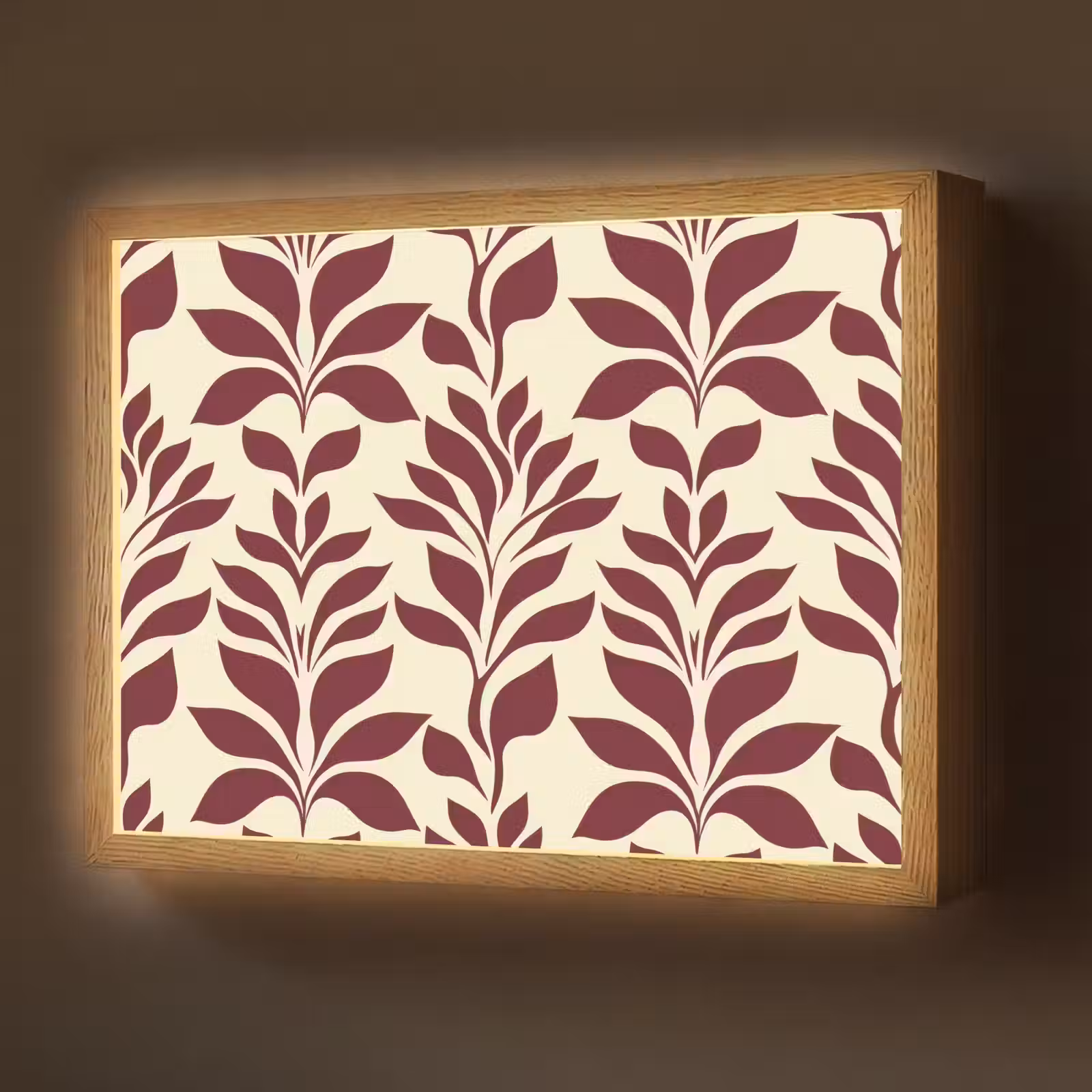 Lightbox - Wandlamp - Abstract - Bladeren - Burgundy — 1