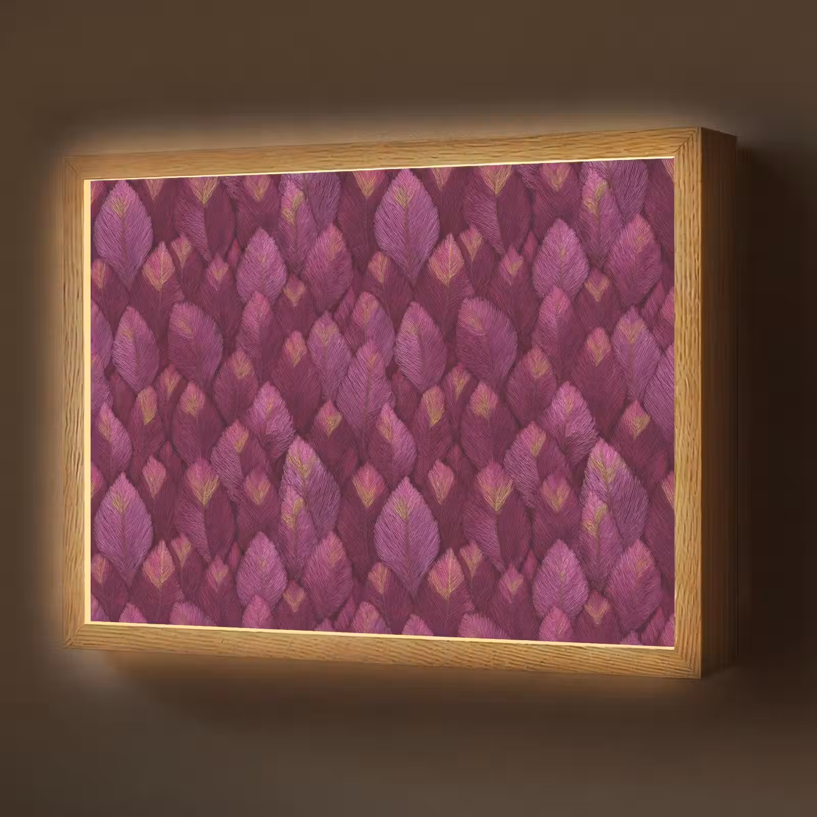 Lightbox - Wandlamp - Bladeren - Patroon - Burgundy — 1