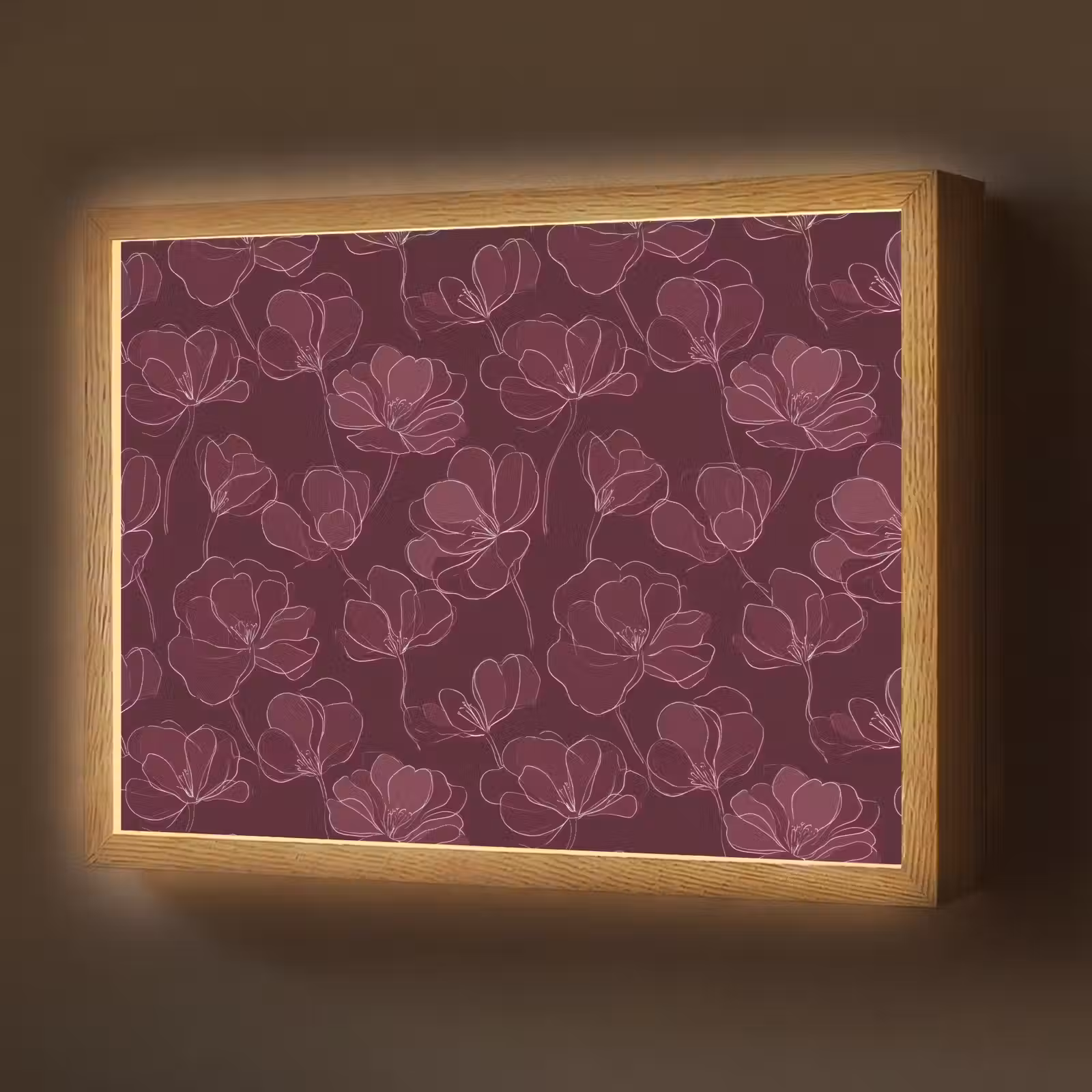 Lightbox - Wandlamp - Bloemen - Patroon - Bordeauxrood — 1
