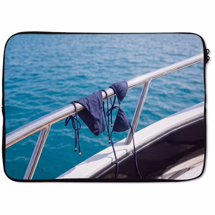 Laptophoes - Bikini - Reling - Zee - Zomer - Blauw — 1