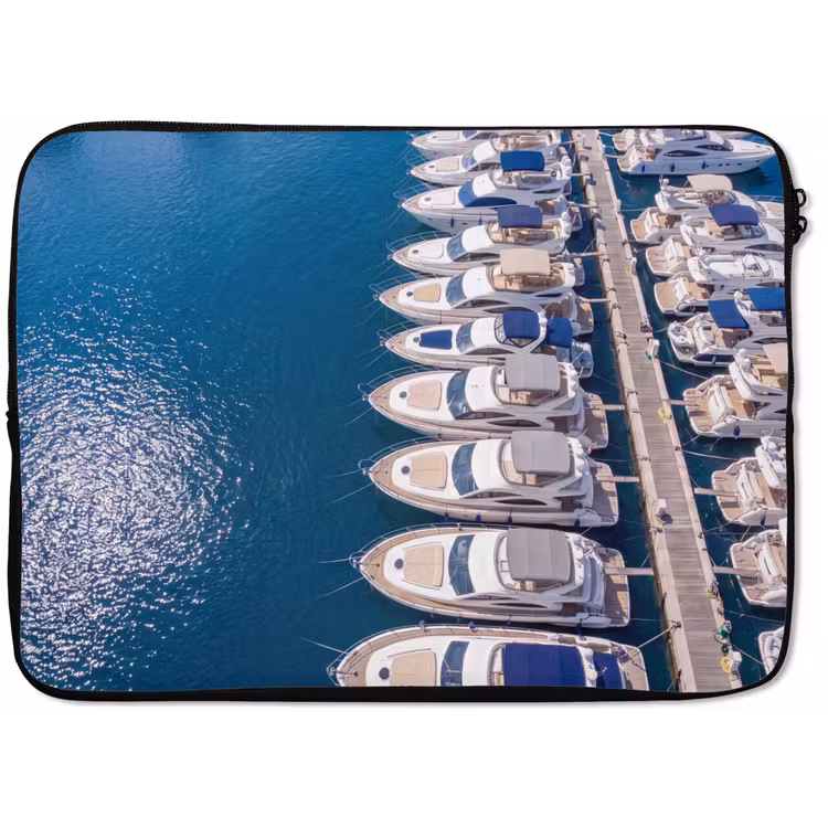 Laptophoes - Boot - Jachthaven - Water - Zomer - Blauw — 1