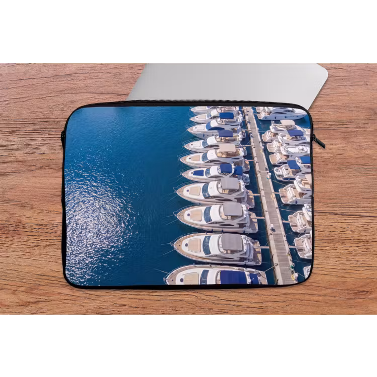 Laptophoes - Boot - Jachthaven - Water - Zomer - Blauw — 2