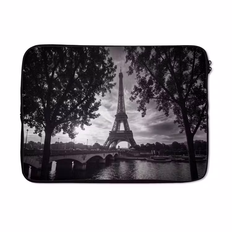 Laptophoes - Eiffeltoren - Parijs - Rivier - Architectuur - Zwart-wit — 5