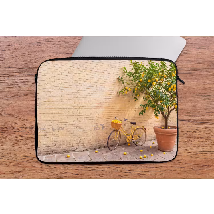 Laptophoes - Fiets - Mand - Eten - Geel - Zomer — 2