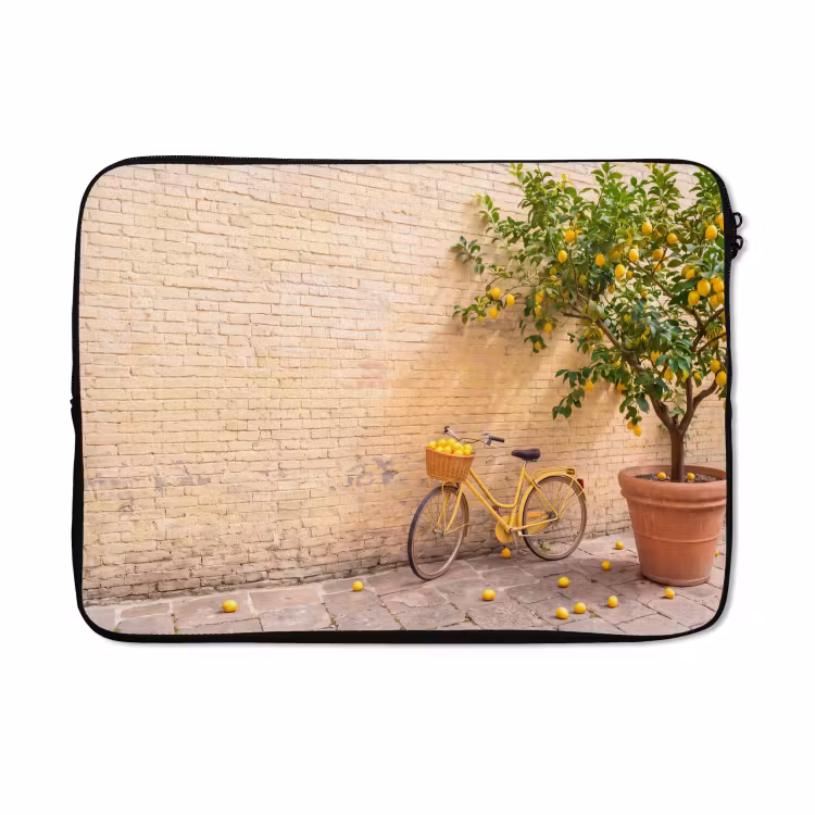 Laptophoes - Fiets - Mand - Eten - Geel - Zomer — 5