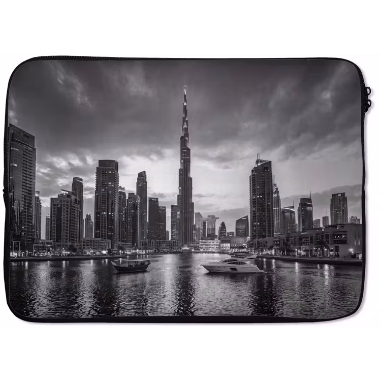 Laptophoes - Stad - Skyline - Architectuur - Avond - Zwart-wit — 1