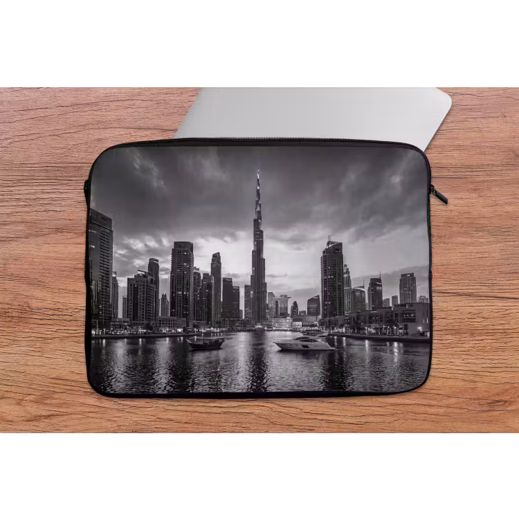 Laptophoes - Stad - Skyline - Architectuur - Avond - Zwart-wit — 2
