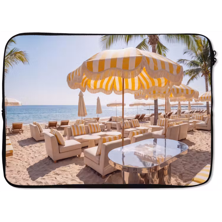 Laptophoes - Strand - Ligbedden - Vakantie - Modern - Geel — 1