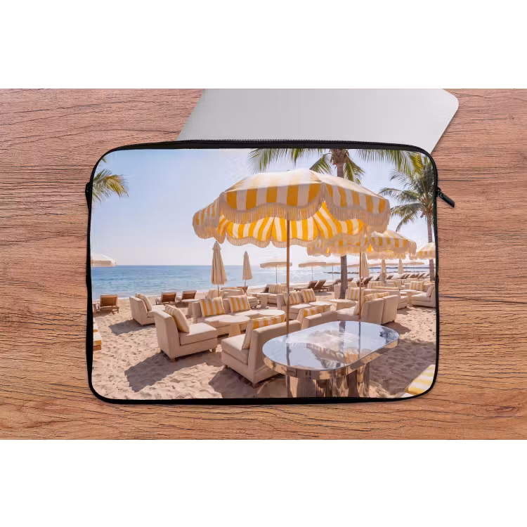 Laptophoes - Strand - Ligbedden - Vakantie - Modern - Geel — 2
