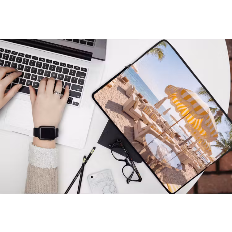 Laptophoes - Strand - Ligbedden - Vakantie - Modern - Geel — 3