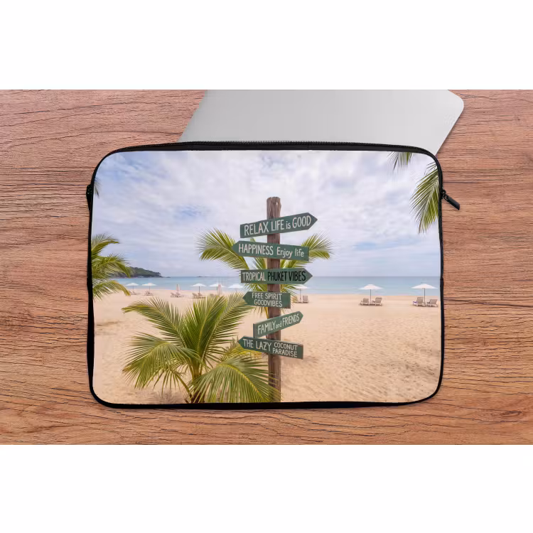 Laptophoes - Strand - Wegwijzer - Palmen - Tropisch - Groen — 2