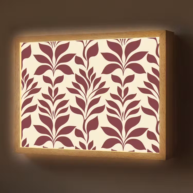 Lightbox - Wandlamp - Abstract - Bladeren - Burgundy — 1