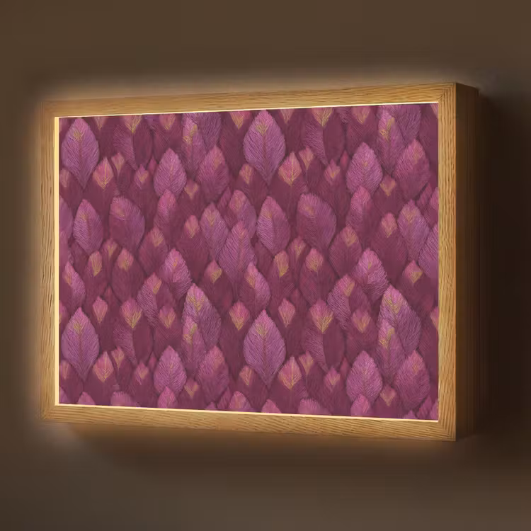 Lightbox - Wandlamp - Bladeren - Patroon - Burgundy — 1