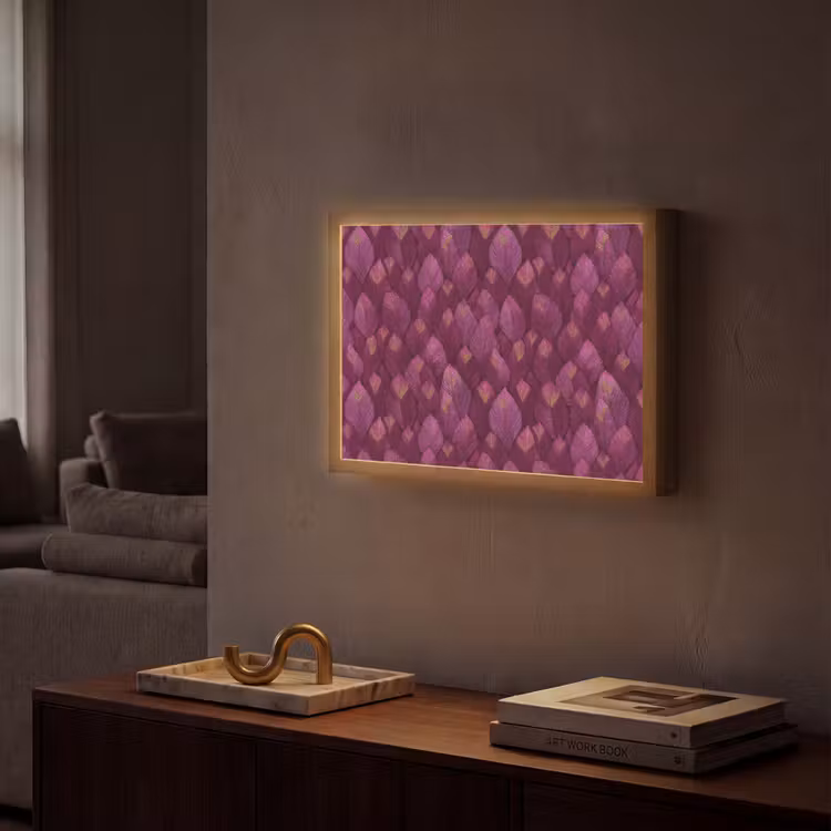 Lightbox - Wandlamp - Bladeren - Patroon - Burgundy — 2
