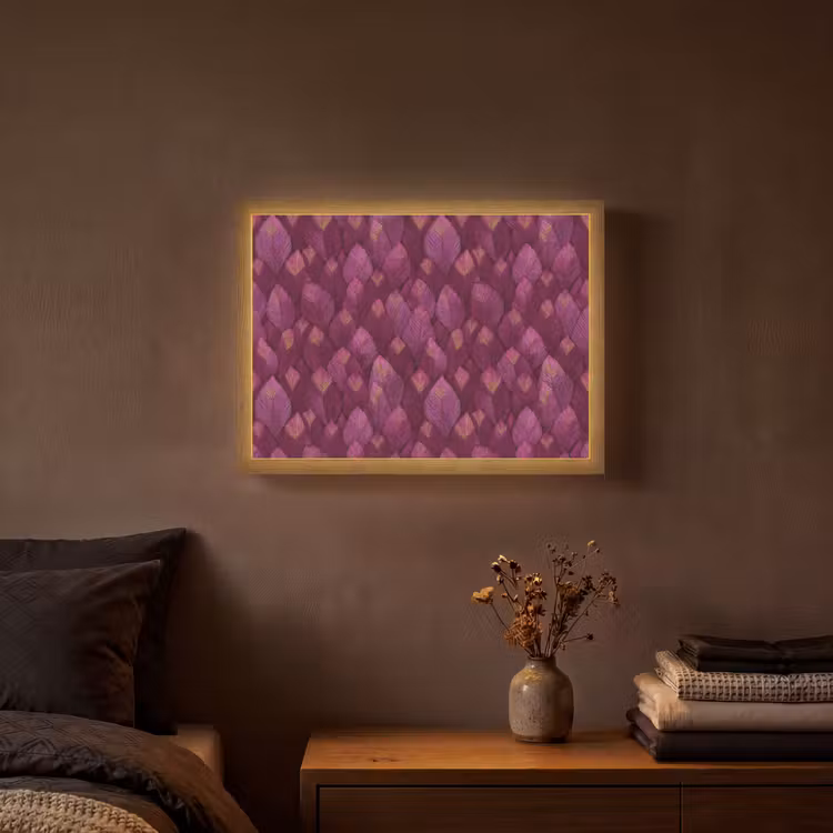 Lightbox - Wandlamp - Bladeren - Patroon - Burgundy — 3