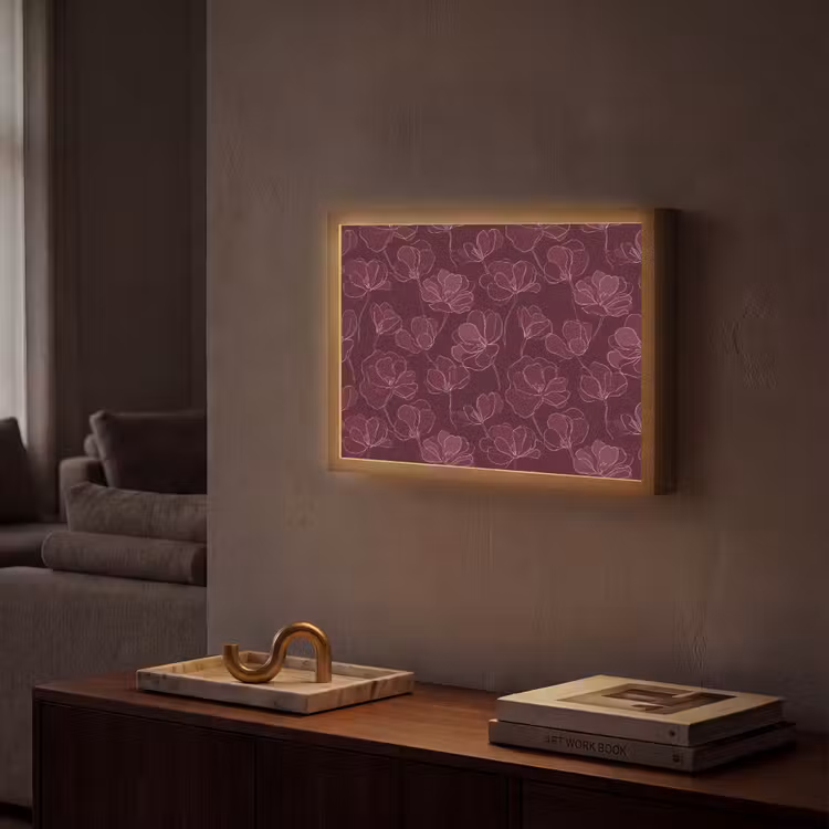 Lightbox - Wandlamp - Bloemen - Patroon - Bordeauxrood — 2