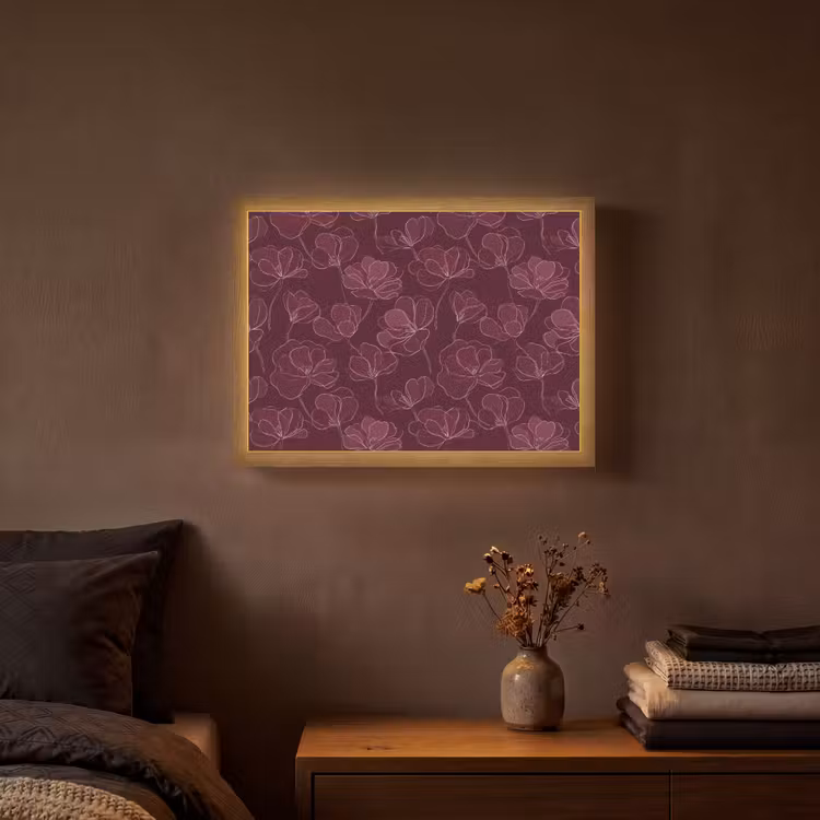 Lightbox - Wandlamp - Bloemen - Patroon - Bordeauxrood — 3