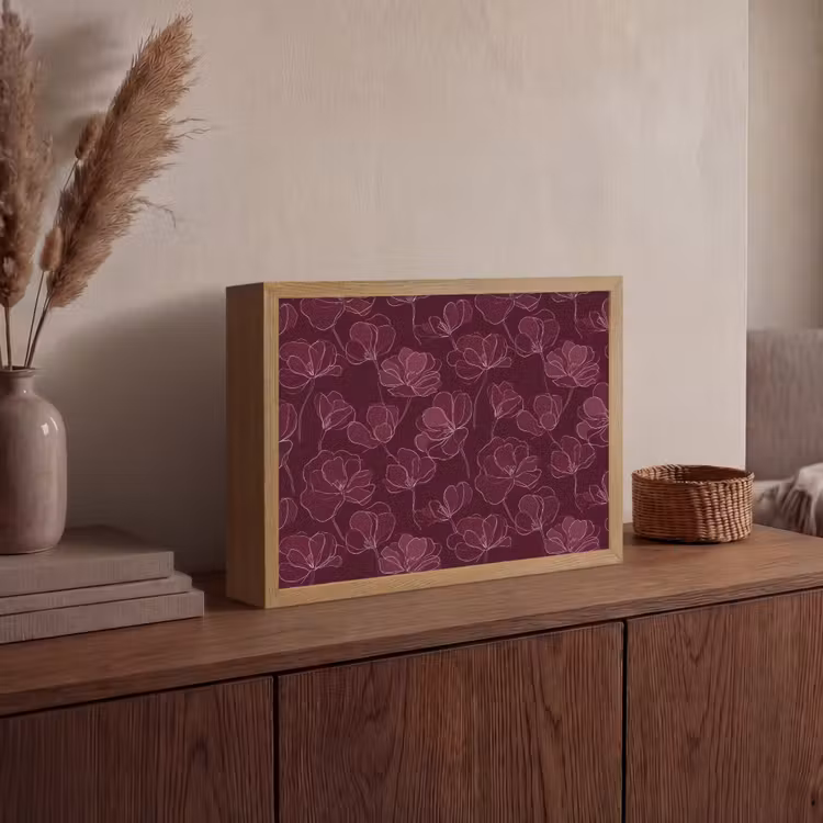 Lightbox - Wandlamp - Bloemen - Patroon - Bordeauxrood — 4