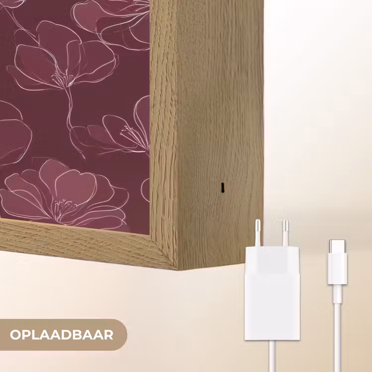 Lightbox - Wandlamp - Bloemen - Patroon - Bordeauxrood — 7