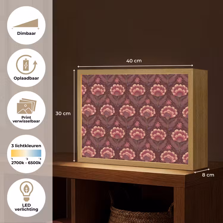 Lightbox - Wandlamp - Bloemen - Waaier - Paars — 10