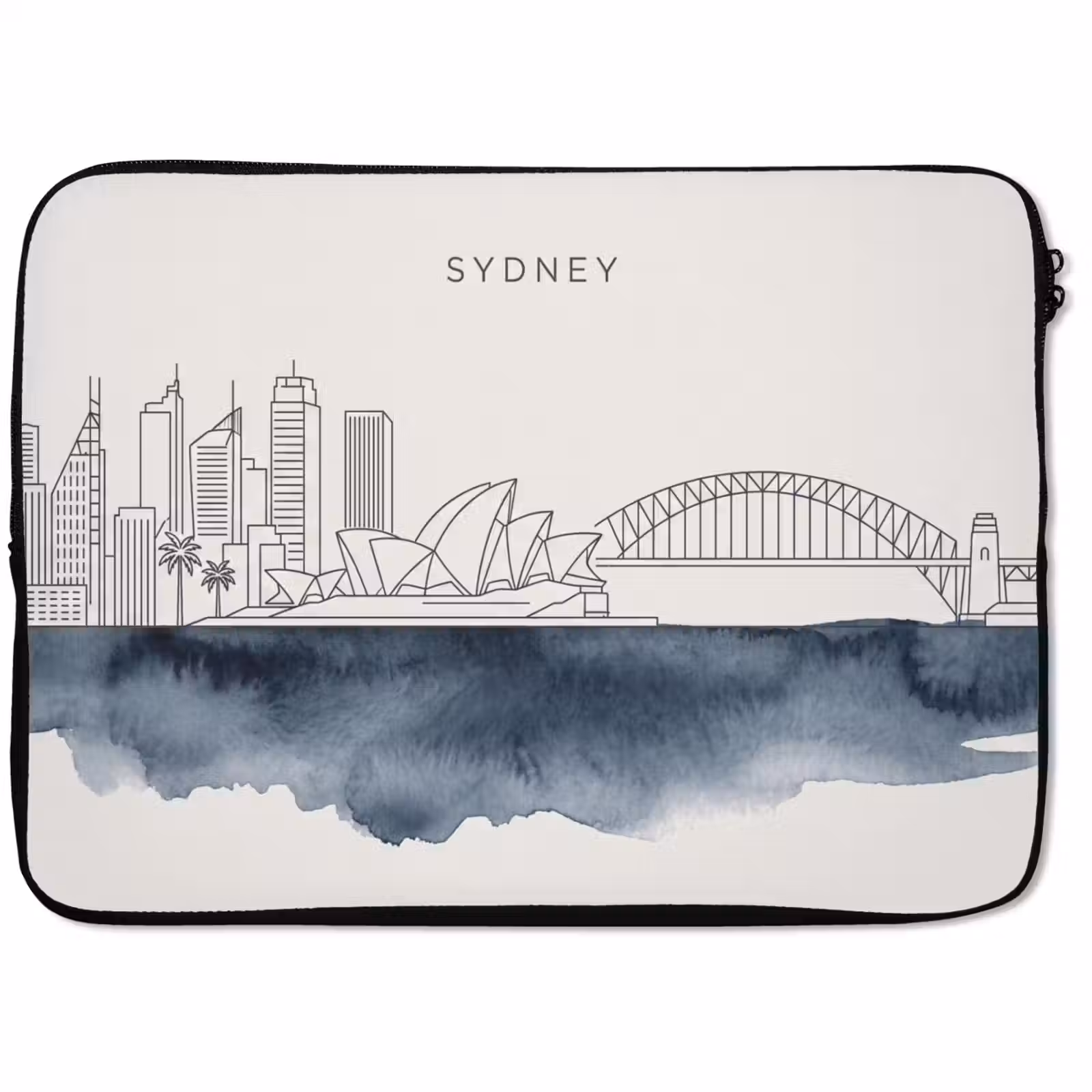 Laptophoes - Stad - Skyline - Architectuur - Minimalistisch - Blauw — 1