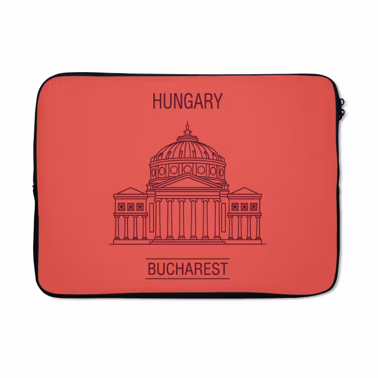Laptophoes - Architectuur - Boekarest - Stedelijk - Lijntekening - Rood — 5