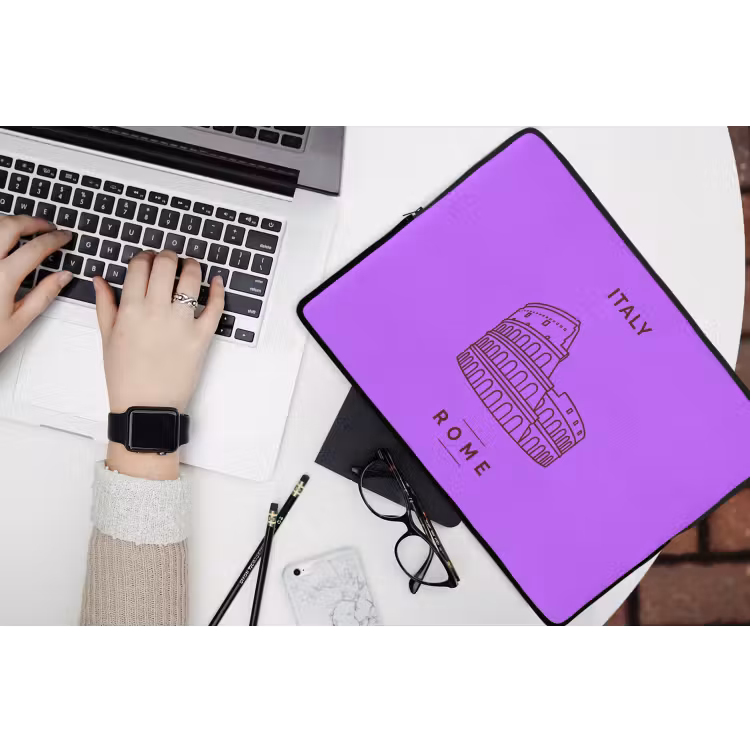 Laptophoes - Architectuur - Colosseum - Rome - Minimalistisch - Paars — 3