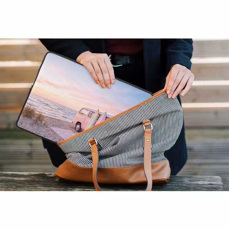 Laptophoes - Busje - Strand - Surfplank - Zomer - Roze — 4