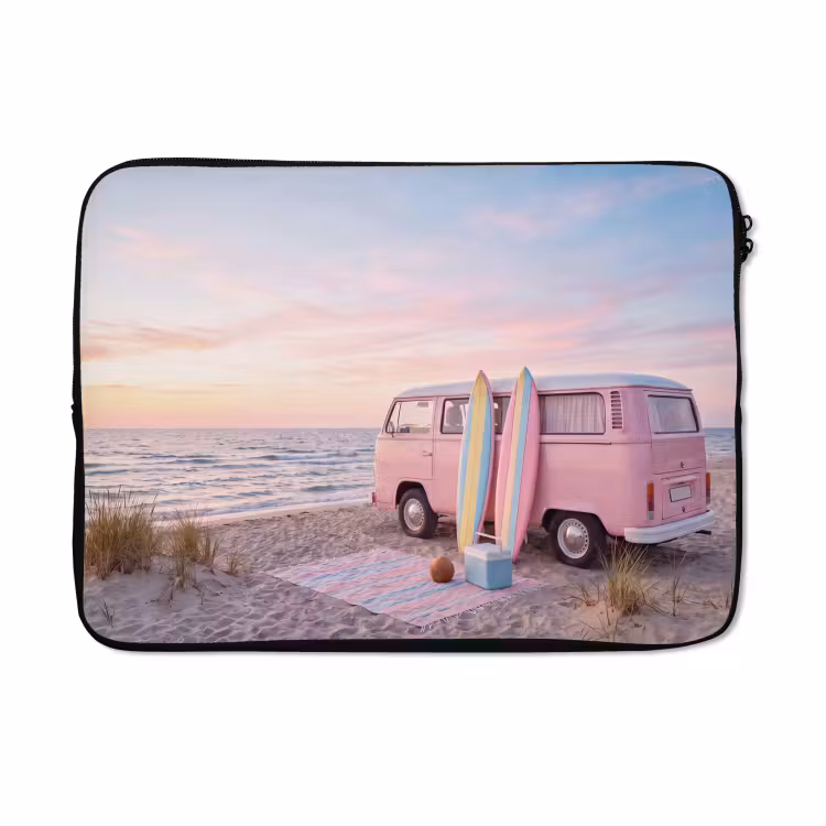 Laptophoes - Busje - Strand - Surfplank - Zomer - Roze — 5