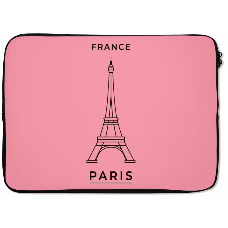 Laptophoes - Eiffeltoren - Parijs - Architectuur - Minimalistisch - Roze — 1