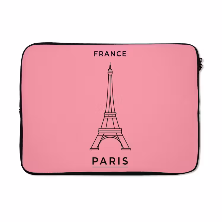 Laptophoes - Eiffeltoren - Parijs - Architectuur - Minimalistisch - Roze — 5