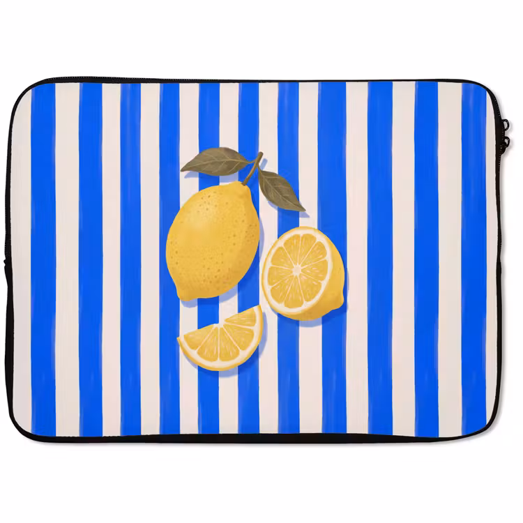 Laptophoes - Fruit - Citroen - Zomer - Geel - Blauw — 1