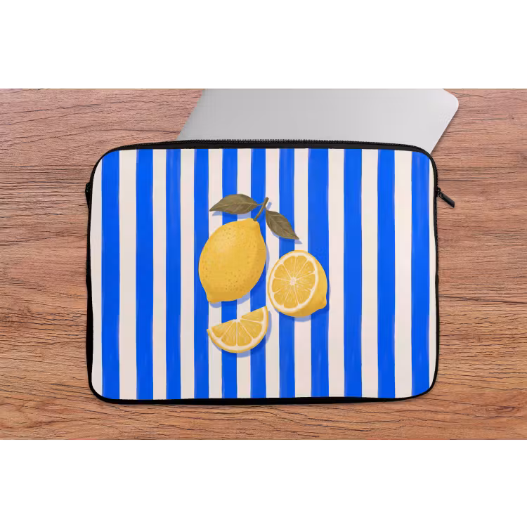 Laptophoes - Fruit - Citroen - Zomer - Geel - Blauw — 2
