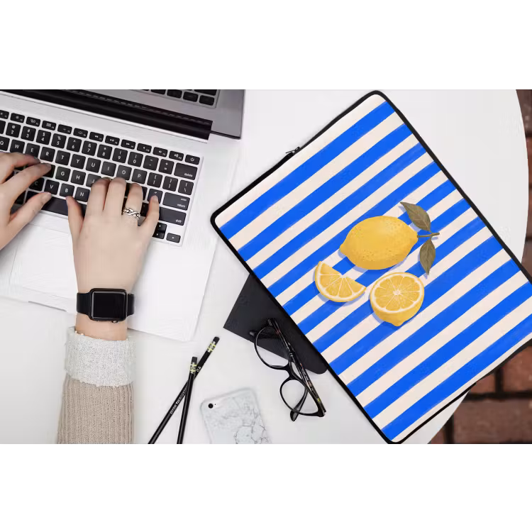 Laptophoes - Fruit - Citroen - Zomer - Geel - Blauw — 3