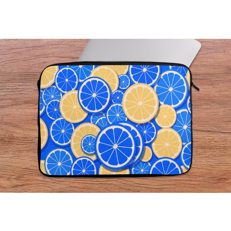Laptophoes - Fruit - Schijven - Patroon - Modern - Blauw - Geel — 2
