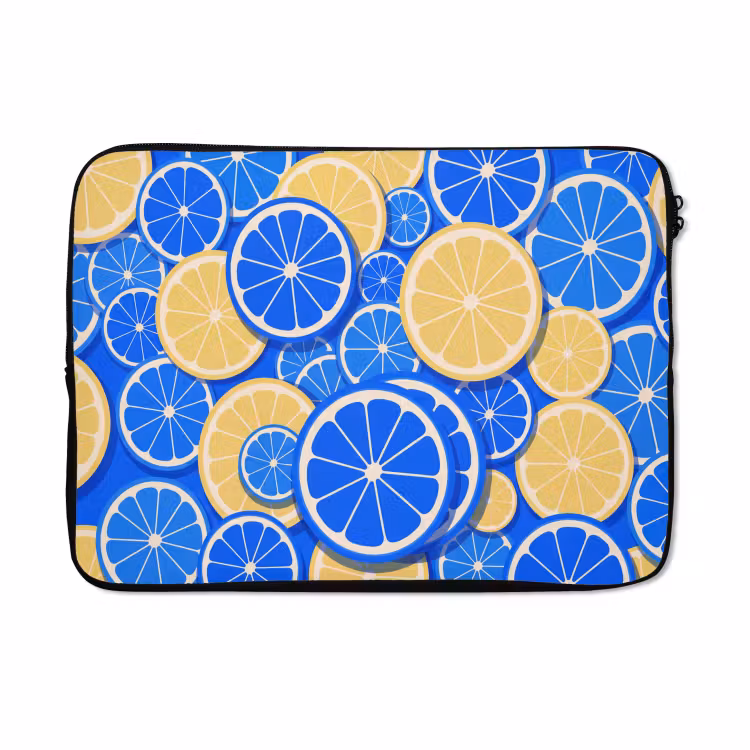 Laptophoes - Fruit - Schijven - Patroon - Modern - Blauw - Geel — 5
