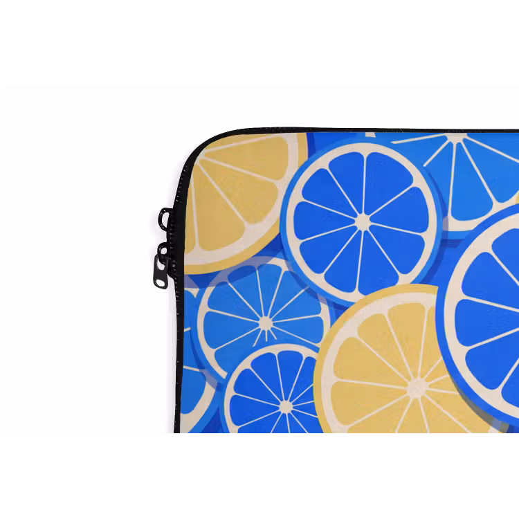 Laptophoes - Fruit - Schijven - Patroon - Modern - Blauw - Geel — 6