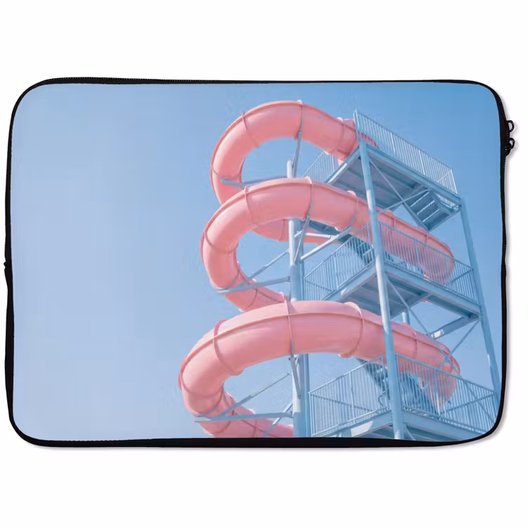 Laptophoes - Glijbaan - Waterpark - Spiraal - Modern - Roze — 1