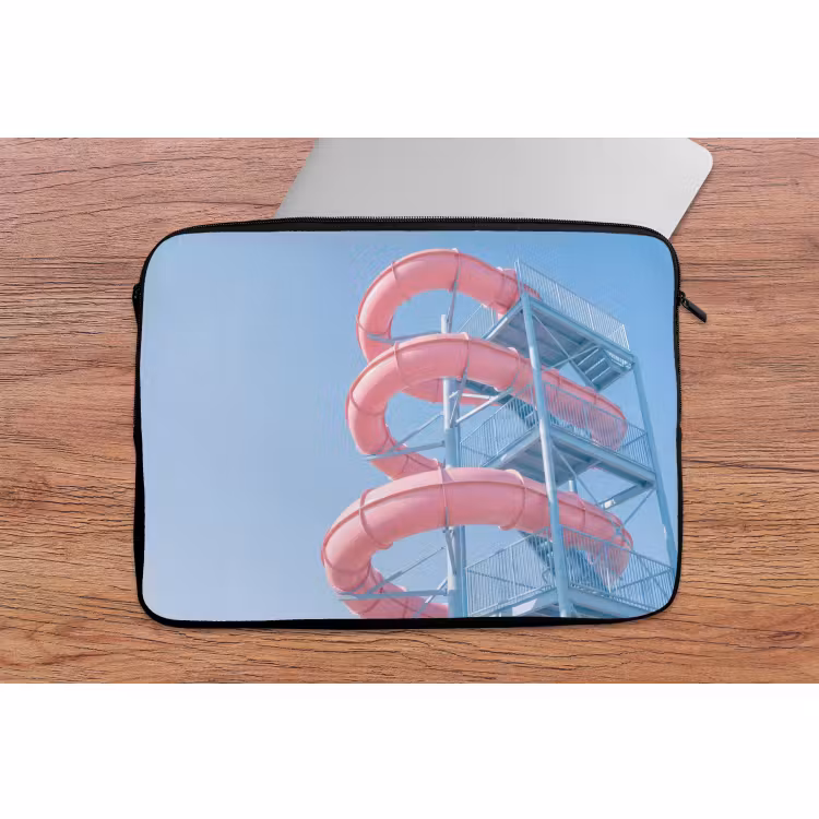 Laptophoes - Glijbaan - Waterpark - Spiraal - Modern - Roze — 2
