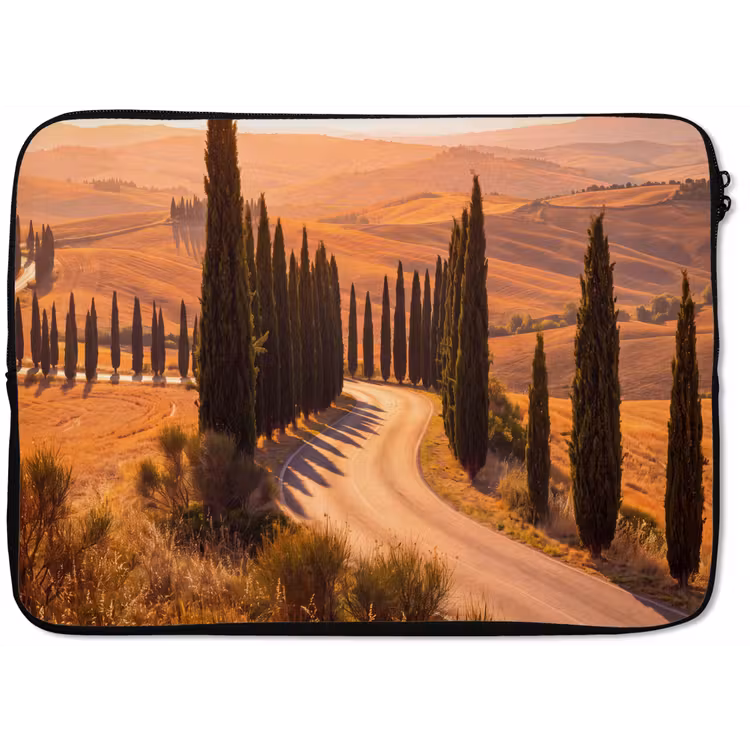 Laptophoes - Landschap - Weg - Bomen - Natuur - Goud — 1